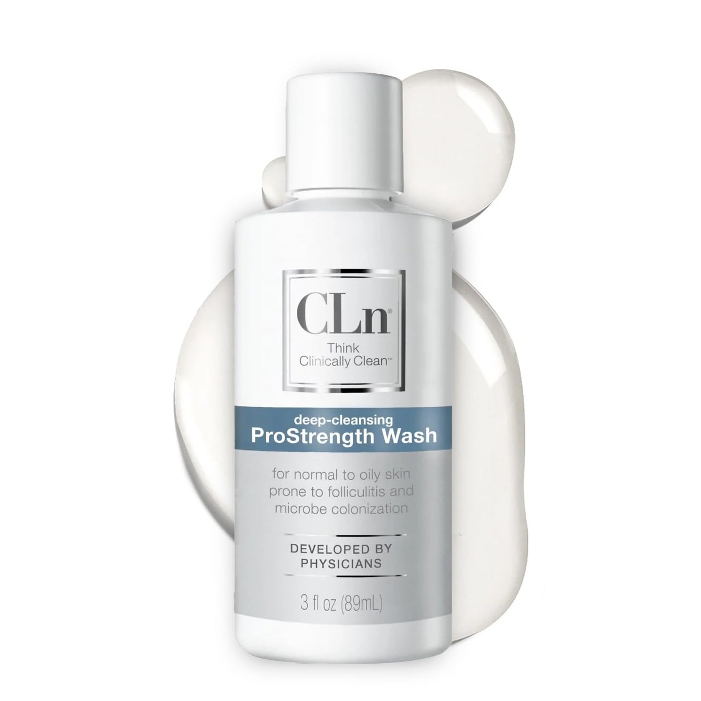 CLn ProStrength Wash - 3 fl oz, Salicylic Acid Body Wash & pH Balanced Cleanser for Oily & Acne Prone Skin, Exfoliating Body Wash for Men & Women, Fragrance Free Daily Skin Care
