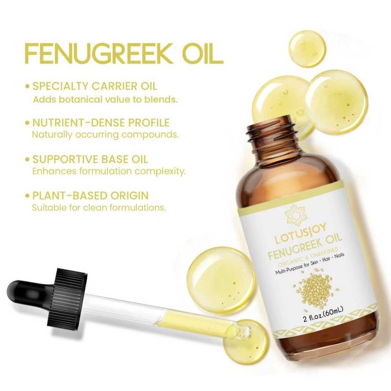 Organic Fenugreek Oil - Unrefined Multi-Purpose Oil for Skin, Hair & Nails | 2 fl oz (60 mL)