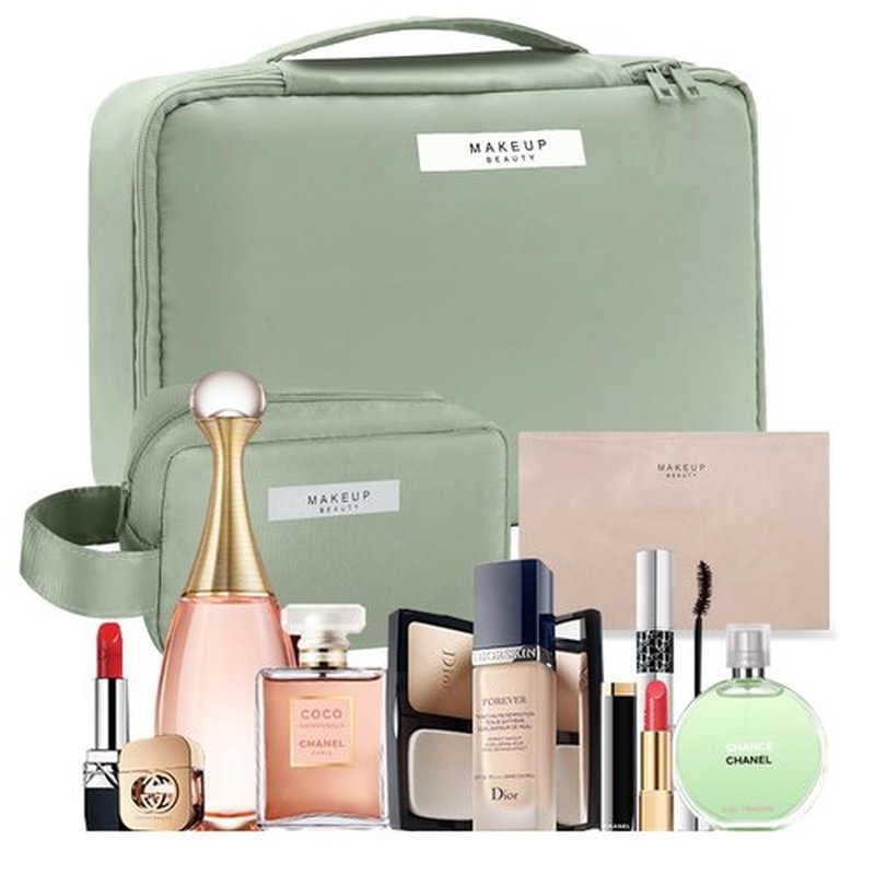 Travel Makeup Bag Cosmetic Bag Makeup Bag Toiletry bag for women and men (Green-3pcs)