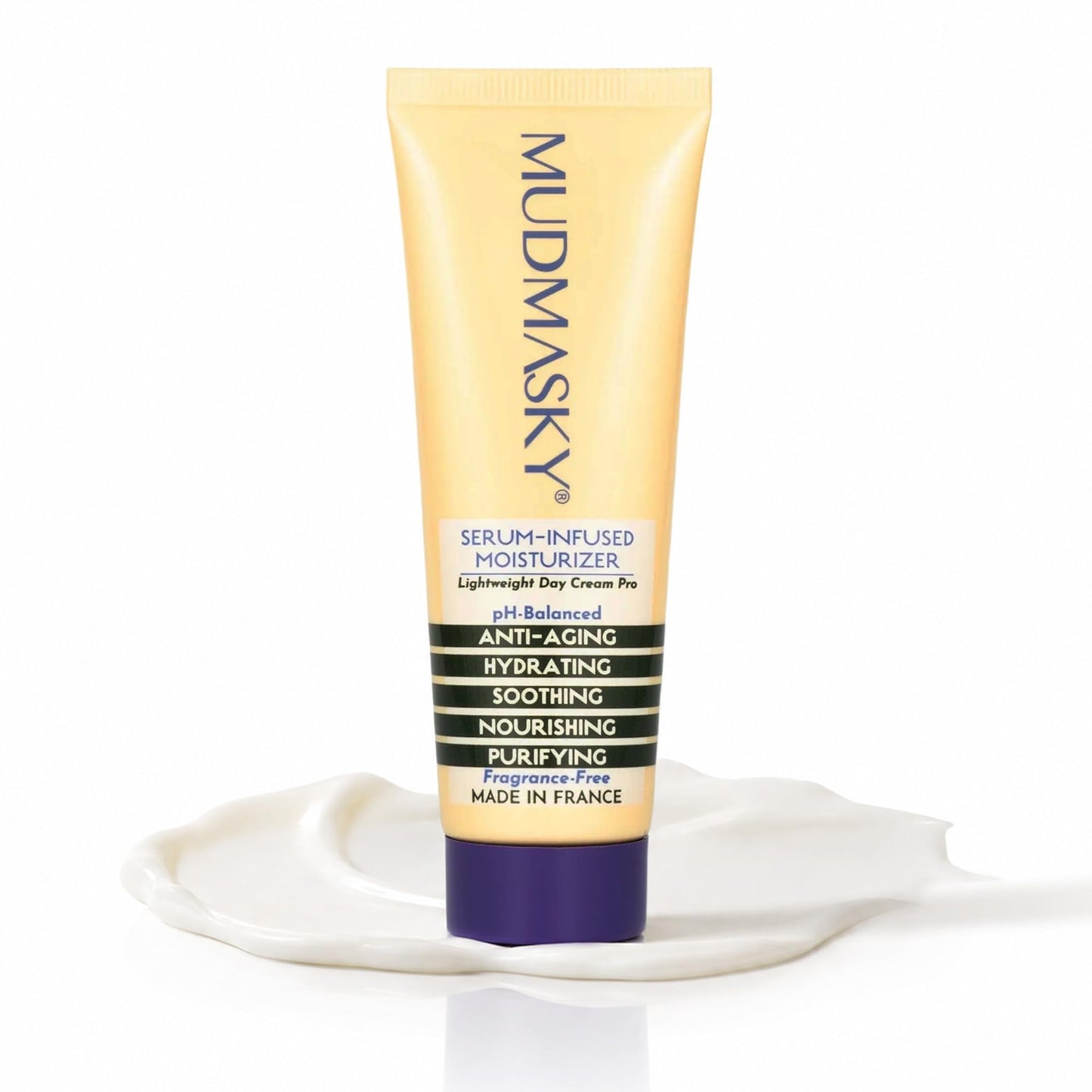MUDMASKY Serum-Infused Face Moisturizer – All-Natural, Lightweight, Minimalist Skin Care with Mango, Almond & Sunflower Oils – Clean French Moisturizer for Deep Hydration, pH 5.5, Made in France