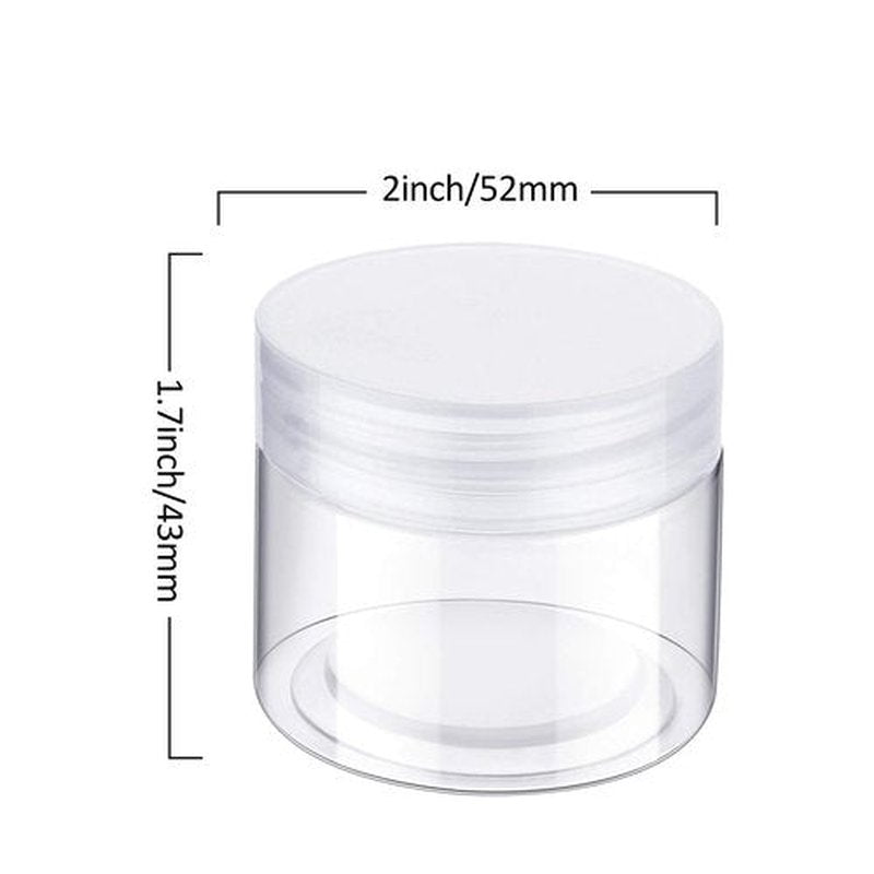 6 Pack Clear Container with Lids Small Plastic Pot Jars Wide Mouth Round Leak Proof Plastic Container Jars with Lid for Travel Storage, Eye Shadow, Nails, Paint, Jewelry (2 oz, Clear)