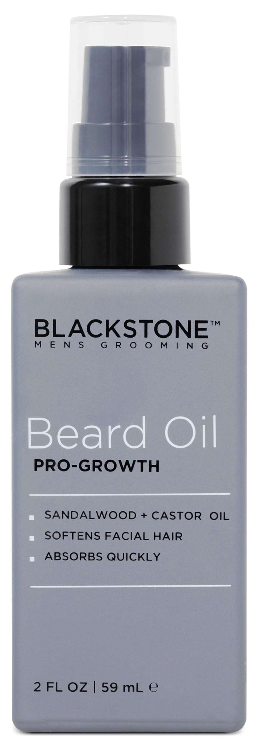 Blackstone Men's Grooming Beard Oil Pro-Growth for Men –Beard Oil with Sandalwood & Castor Oil | Beard Softener, Absorbs Quickly | Beard Care Conditioner for Men (2 Oz)