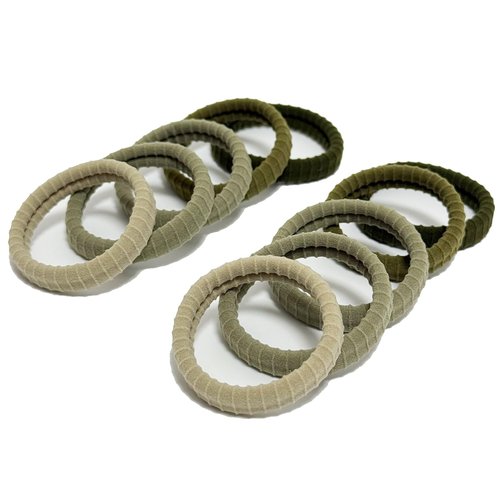 Jseng 10Packs Seamless Hair Ties for Women - No Damage Elastic Ponytail Holders Hair Accessories for Thick Curly Hair - Forest Green