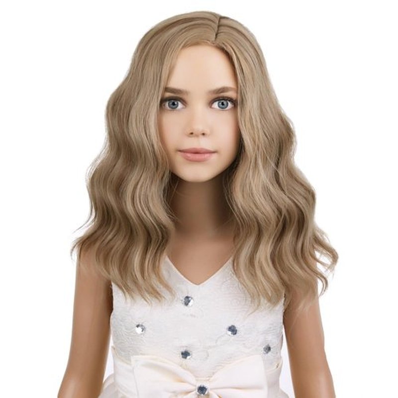PATTNIUM Kids Child Wig Blonde Brown Wig for Kids Short Curly Wig Mixed Brown Wig for Girls Cosplay Halloween Party Costume Heat Resistant Synthetic Hair Girls Wig (Brown Blonde)