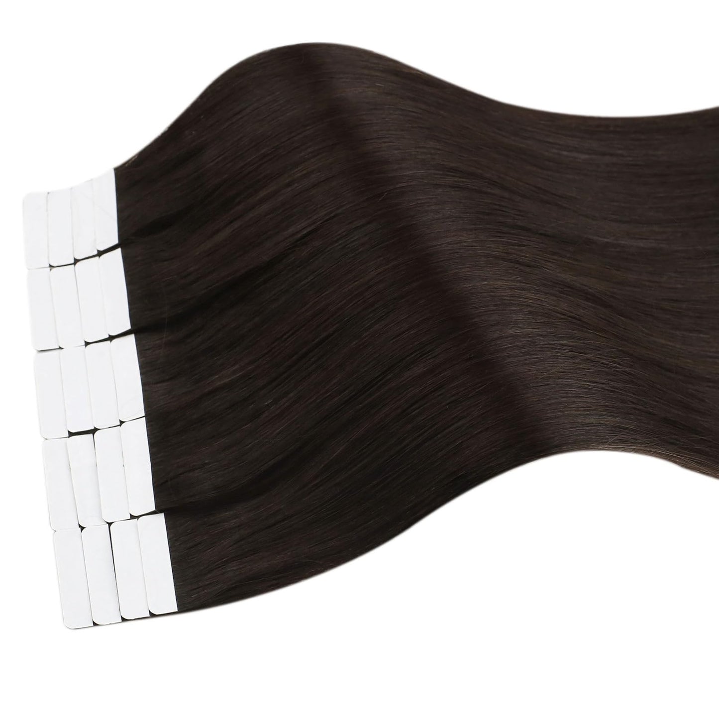 Ugeat Hair Extensions Real Human Hair Tape in Brown Remy Hair Dark Brown Tape on Real Hair Extensions Seamless Tape ins Brunette Human Hair Extensions Skin Weft for Women 14In 20pcs 40G