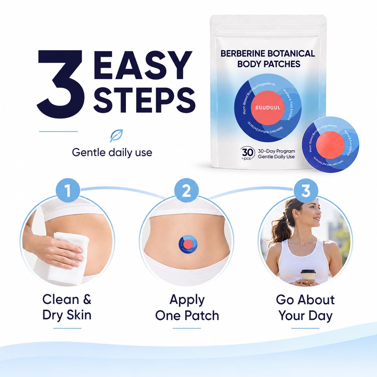 BODUNMSCA Plant-Based Body Patches, Gentle Daily Use, 60 Count (2 Packs) (2PCS)