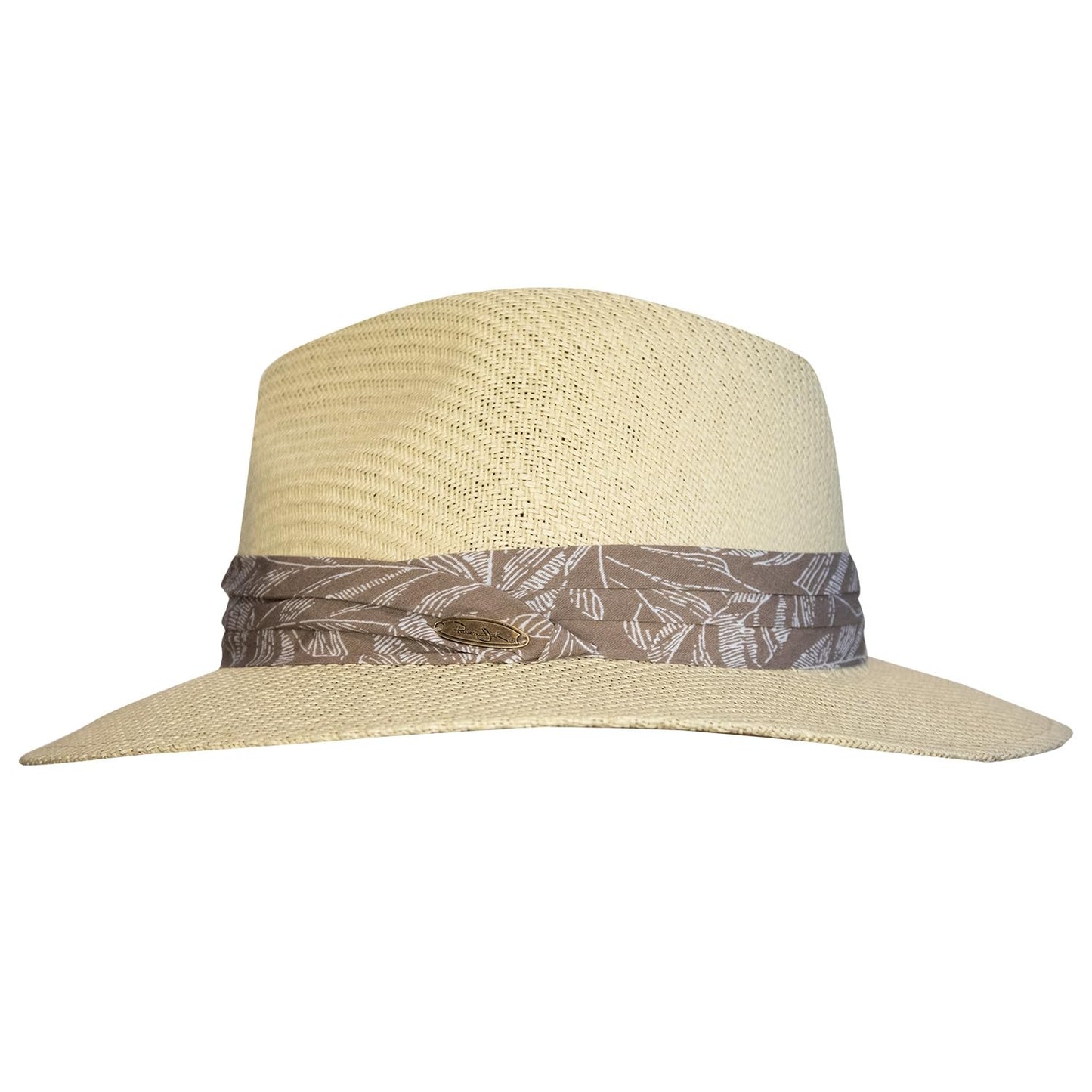 Panama Jack Mens Straw Safari Sun Hat - Lightweight, 3-Pleat Ribbon Band Brown