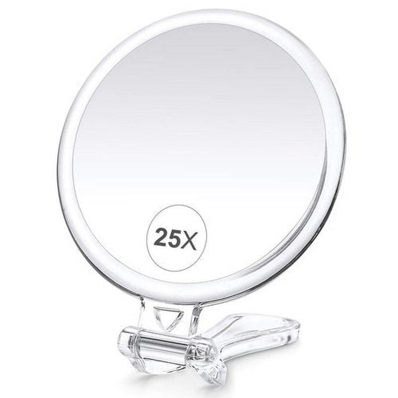 B Beauty Planet 25X Magnifying Mirror, 5-Inch Double-Sided Handheld Mirror with Adjustable Stand, Ideal for Travel and Daily Makeup Application