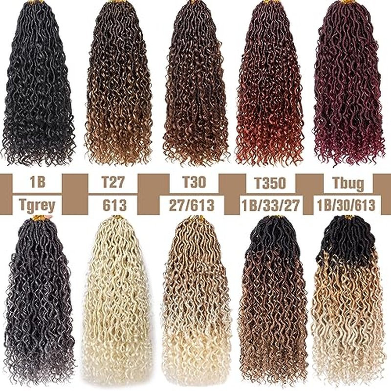 COOKOO 8 Packs Goddess Locs Crochet Braids Hair 14 Inch Pre-curled River Locs Crochet Hair Goddess Faux Locs Wavy Crochet Hair for Women Pre Looped Bohemian Locs Crochet Hair Extensions Tgrey#