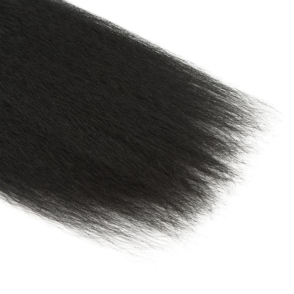 Kinky Straight Bundles Human Hair Natural Black 18 18 Inch Brazilian Yaki Straight Human Hair Bundles Unprocessed Virgin Hair 2 Bundles Kinky Straight Bundles Hair Weave