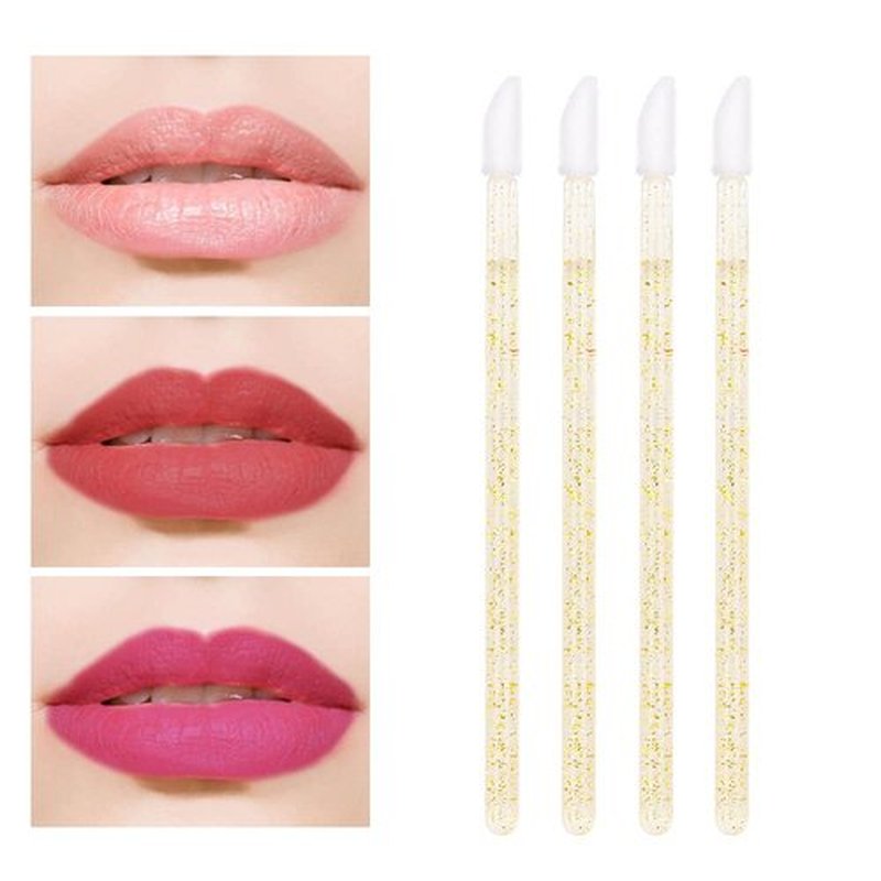 300 Pieces Disposable Lip Brushes Premium Lipstick Gloss Wands Applicator Makeup Tool Kits (Gold)