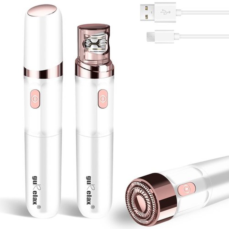 Gurelax Facial Epilator Hair Remover, Rechargeable Hair Removal Epilator for Women, 2-in-1 Electric Epilator & Shaver for Face, Finger, Portable Lipstick Styling Epilation System