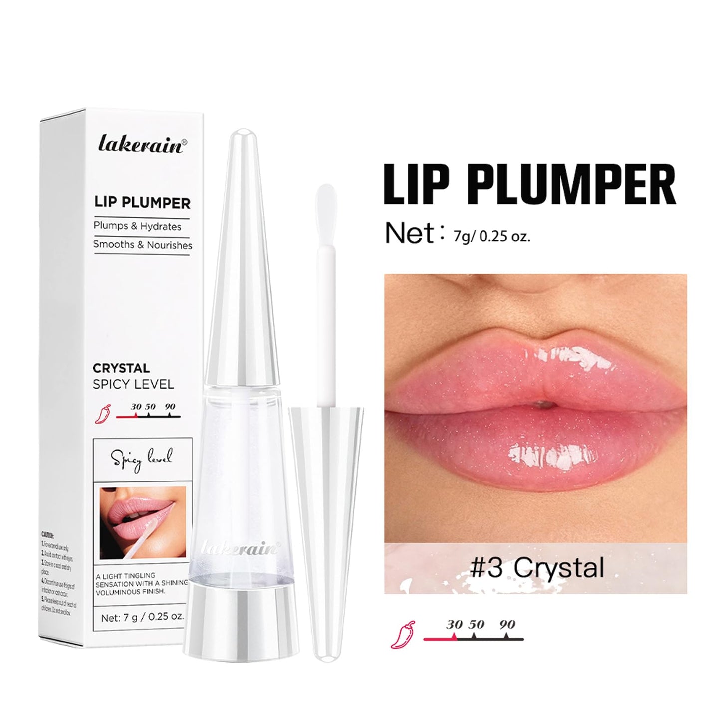 BAISEN DIARY Instant Plumping & High-Shine Gloss Plumping Lip Oil - Ultra-Hydrating & Nourishing, Glossy Finish Lip Glow Oil, Instant Volumizing Effect, Smooth, Soft, Juicy Lips (#3 Crystal)