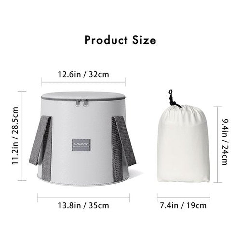 MANMOON Foot Bath Basin 25L Collapsible Bucket,Portable Foldable Waterproof Foot Soak Tub with Handle, Multifunctional Travel Foot Spa Bag for Outdoor Travel, Camping, Fishing (Gray)