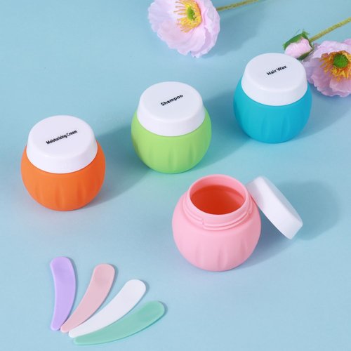 Travel Containers for Toiletries, GLAMFIELDS TSA Approved 1.7oz 50ml Travel Size Silicone Cream Jars BPA Free, Leak-proof Travel Essentials with Lid for Cosmetic Face Hand Body Cream Orange (4 Pack)