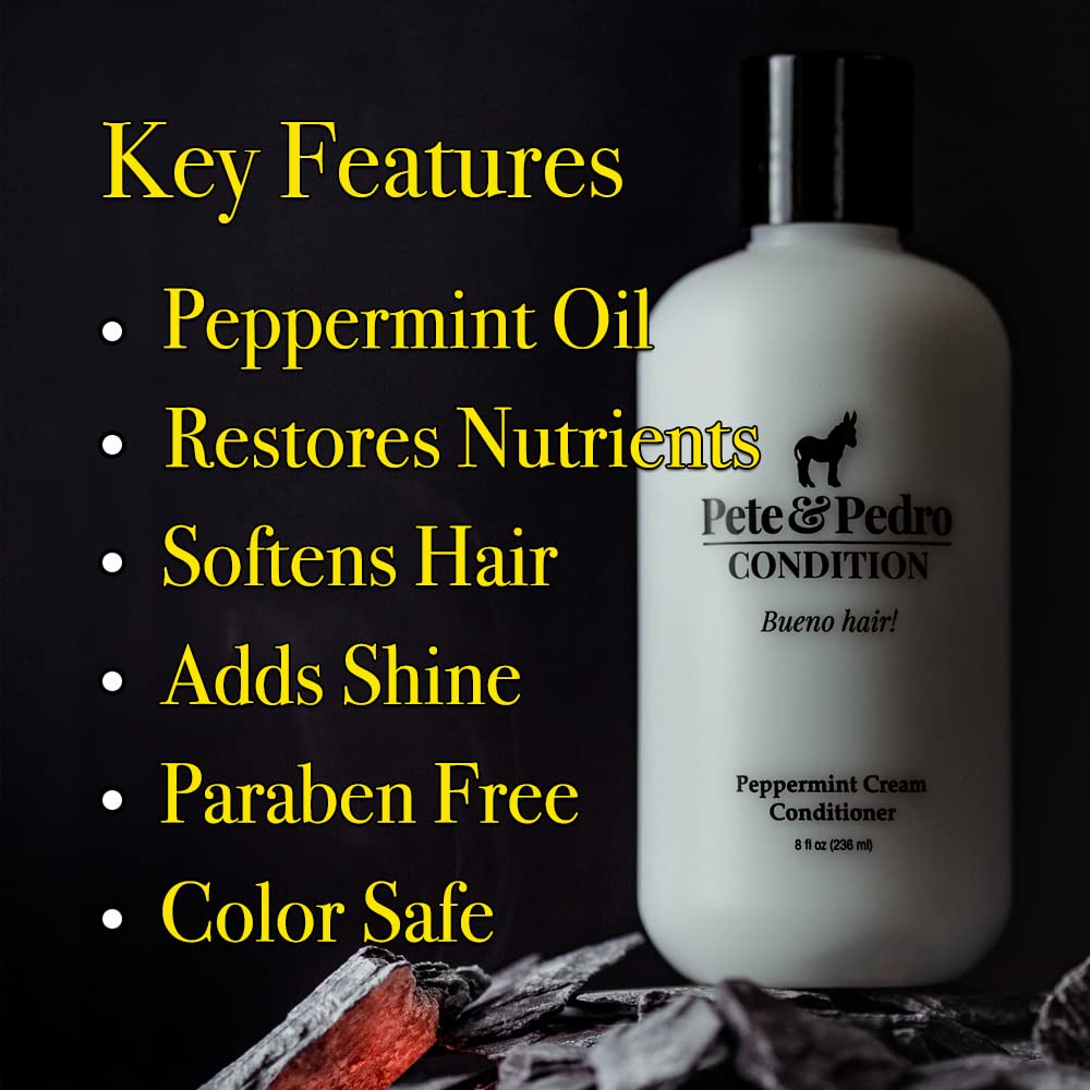Pete & Pedro CONDITION - Peppermint Daily Conditioner for Men & Women | Creamy Conditioner Hydrates & Heals Dry, Damaged Hair | As Seen on Shark Tank, 2 oz. Travel Size