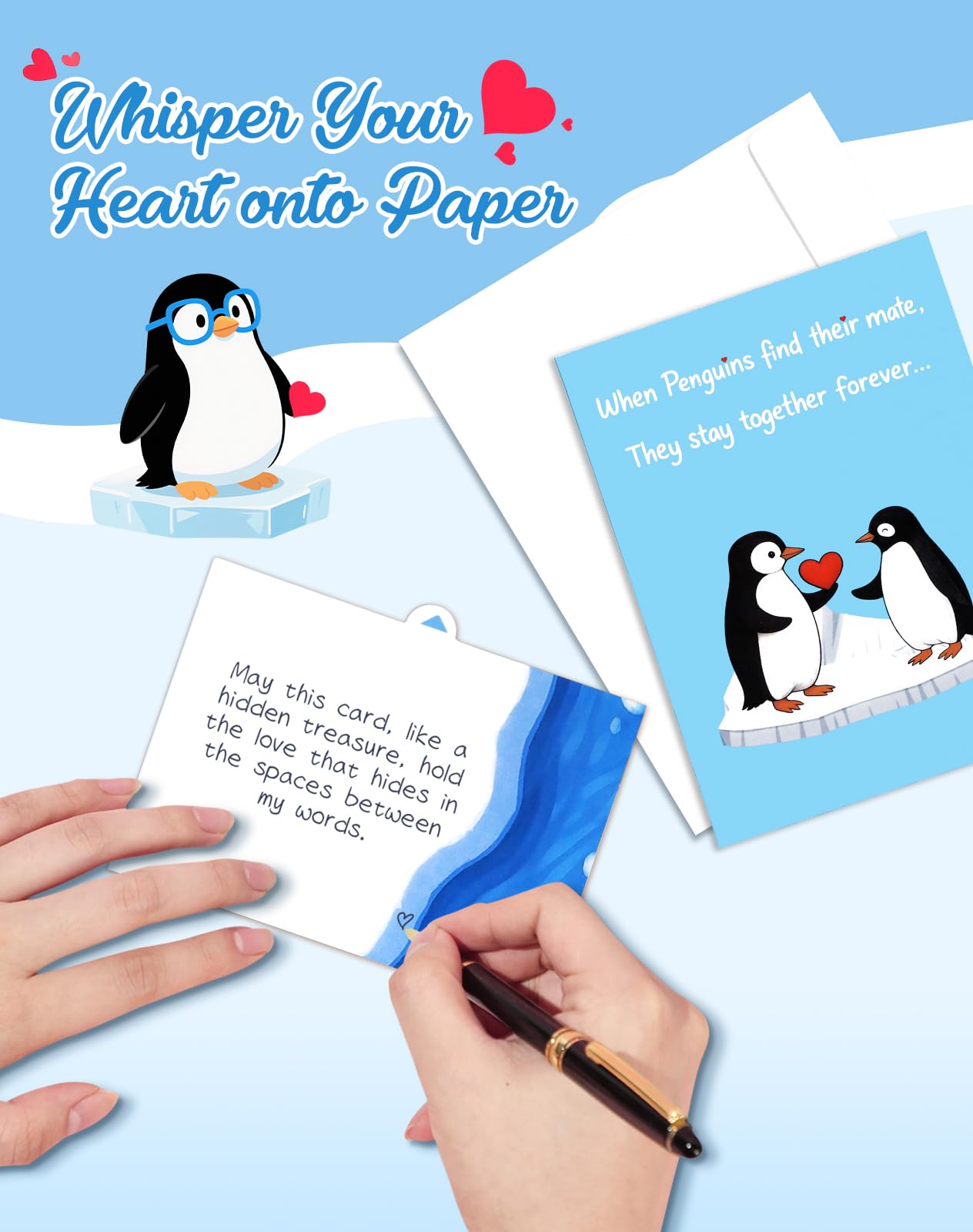 Coralogo Pop Up Anniversary Card - "You Are My Penguin" 3D Romantic Anniversary Pop Up Card Cute Valentines Day, Birthday, Wedding Cards with Envelope Gift for Her, Him, Wife, Girlfriend, Boyfirend, Husband