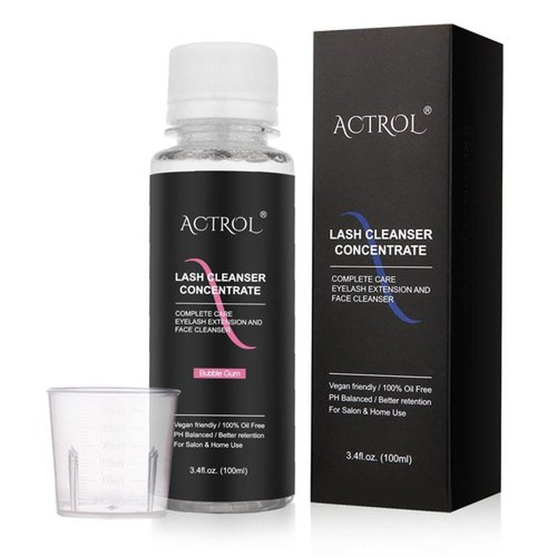 ACTROL Eyelash Cleanser Concentrate 100ml Bubble Gum Professional Lash Shampoo Foaming Cleanser Lash Wash Concentrate for Extensions Lashes with Salon Home Care-Makes 40 Bottles