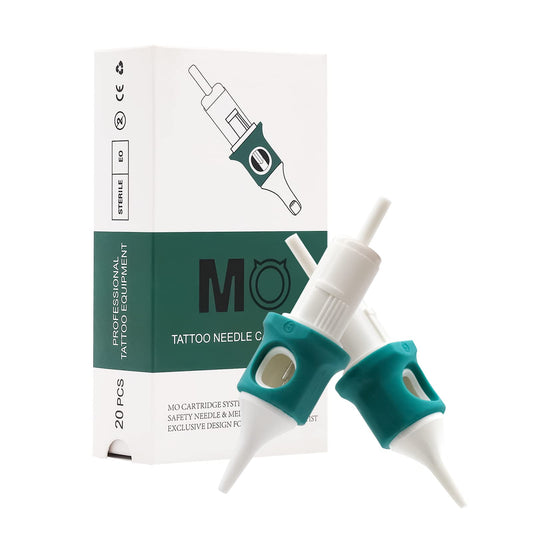 MO MOLONG Tattoo Cartridge Needles 20Pcs Professional MO Cartridges Membrane Tattoo Cartridges with Finger Ledge Bugpin Round Liner 9 Diameter 0.30mm (1009RL)