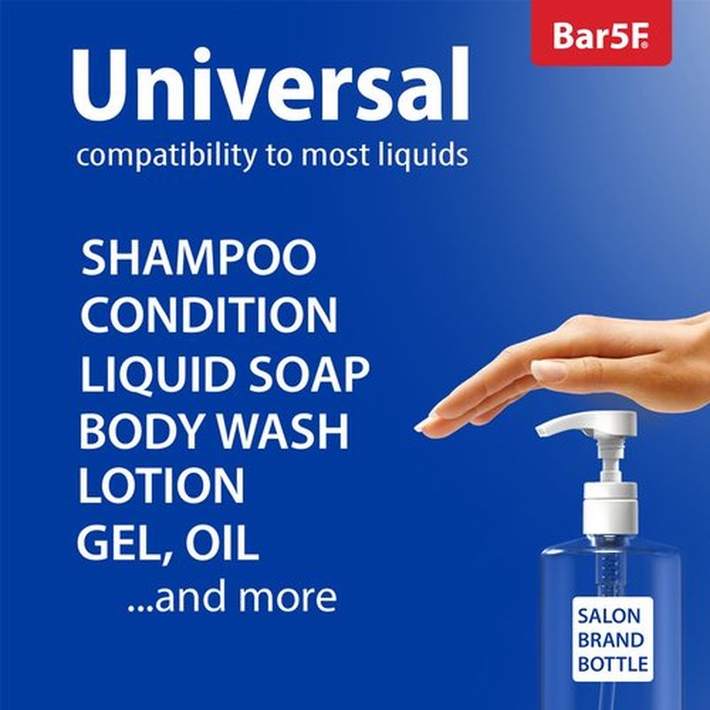 Bar5F Pump for 33.8-Oz Shampoo and Conditioner Liter Bottles 1" inch Bottle Neck 2-Pack (White)