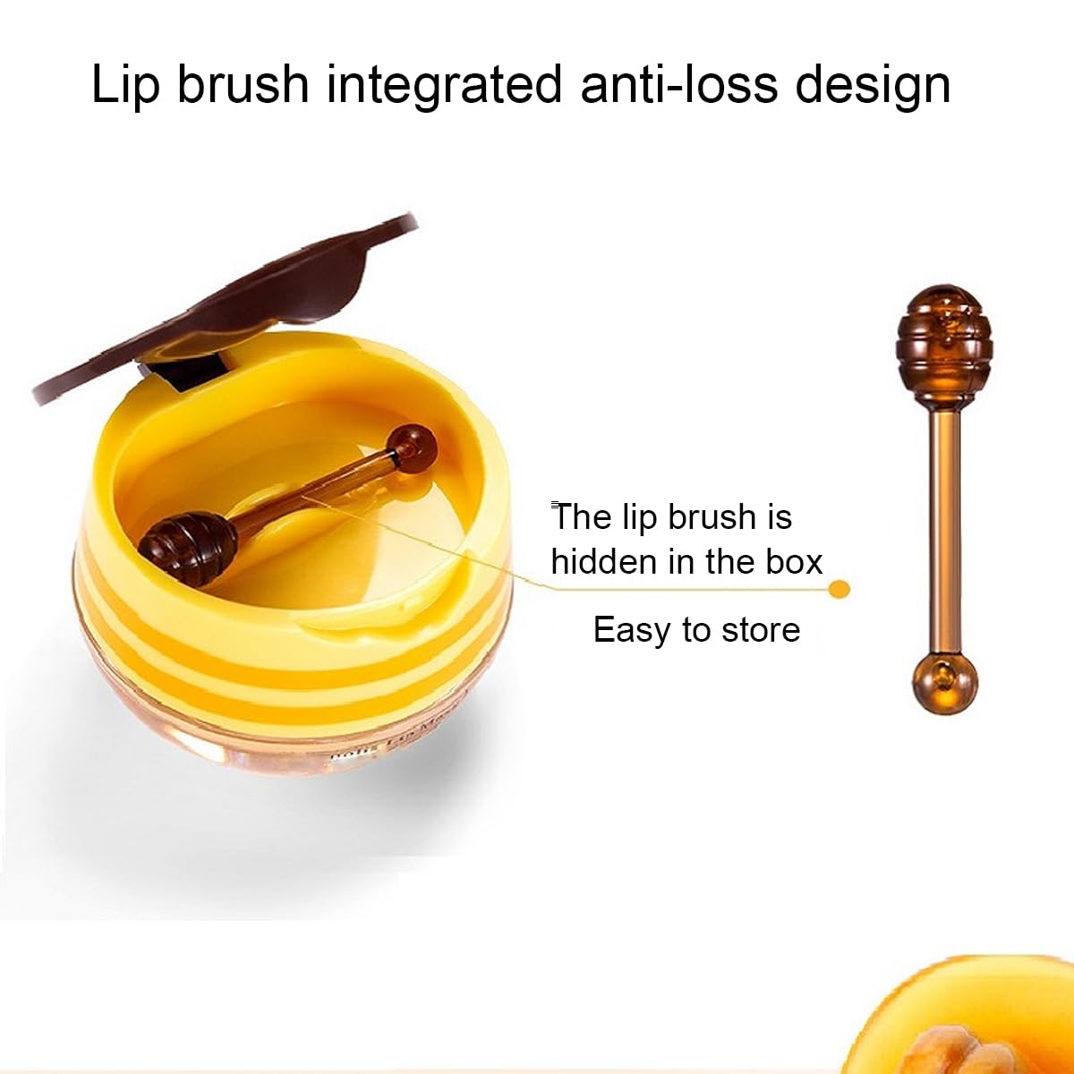 4 PCS Bee Lip Balm Honey Pot, Lip Mask, Honey & Strawberry & Cherry & Mint