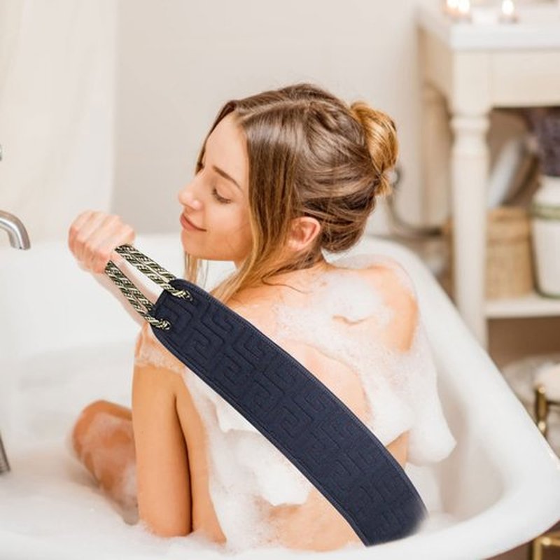 dodiff Exfoliating Back Scrubber for Shower, Double-Sided Back Scrub Washcloth with Handles for Use in Shower, 38 Inches Body Exfoliator Bath Tool to Clean Your Body Deeply for Men & Women Skin Care