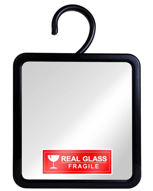 MIRRORVANA Real Glass Hanging Fogless Shower Mirror - Distortion-Free & Adjustable Swivel Hook for Effortless Shaving - Fill Back Chamber/Reservoir with Hot Water for Anti-Fog Effect (8" x 7", Black)