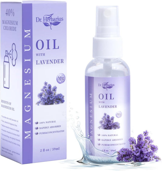 Magnesium Foot Spray - Pure Dead Sea Magnesium Oil with Lavender | Travel Size 2 FL OZ for Muscle Relief & Better Sleep