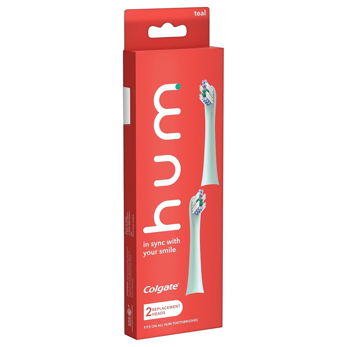 Colgate Hum Connected Smart Battery Toothbrush Refill Head, Blue, 2 Pack