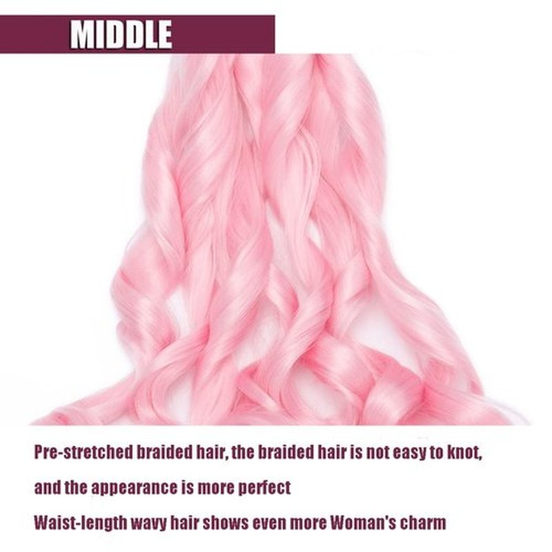 4 Packs French Curly Braiding Hair 24 Inch Loose Wave Spiral Curly Crochet Hair for Black Women Pre Stretched Braiding Hair with Curly Ends, pink#
