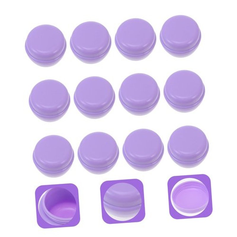 HONMEET 12pcs Plastic Cream & Milk Box Cosmetic Travel Cream Containers Beads Jar Clear Container Cream Bottle Empty Clear Jars Container with Lid Refillable Makeup Containers Purple