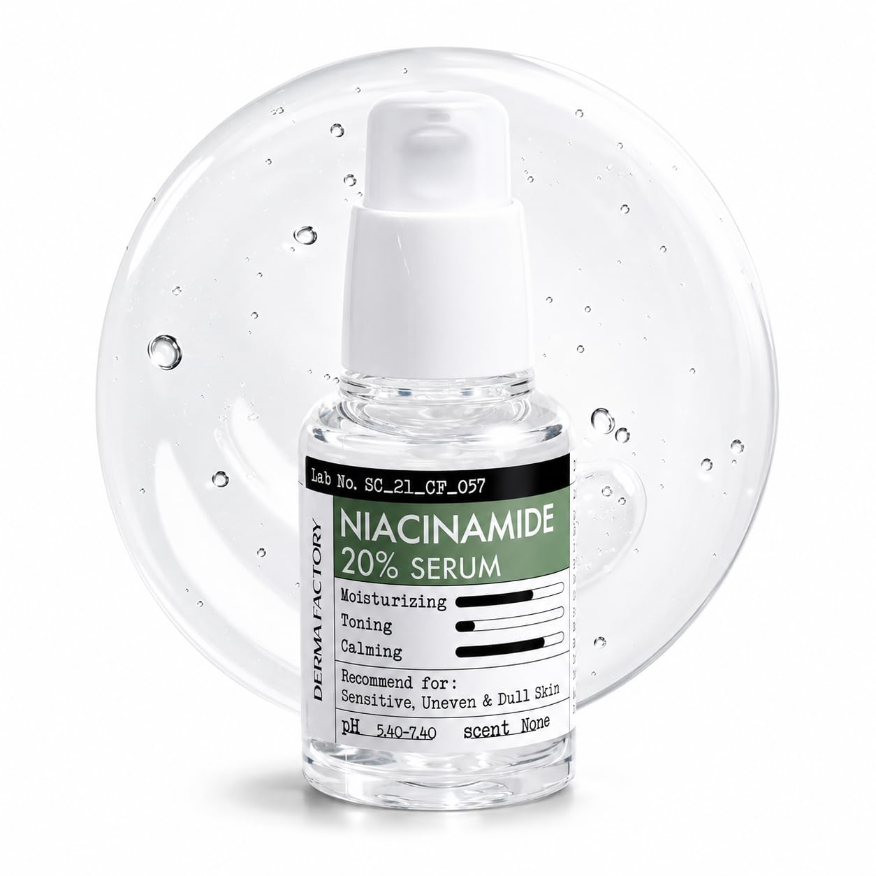 DERMA FACTORY Niacinamide 20% Serum, Face Serum for Oily and Combination Skin, Oil Control Facial Serum with Rose Water and Glycerin, Korean Skincare, 1. 01 fl oz