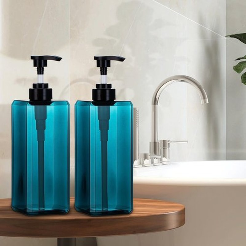 Yebeauty Pump Bottle Dispenser, 27oz 800ml Empty Plastic Shampoo Pump Dispenser Shower Soap Dispenser Refillable Liquid Containers for Conditioner Body Wash, Bathroom Kitchen, 2 Pack Sea Blue
