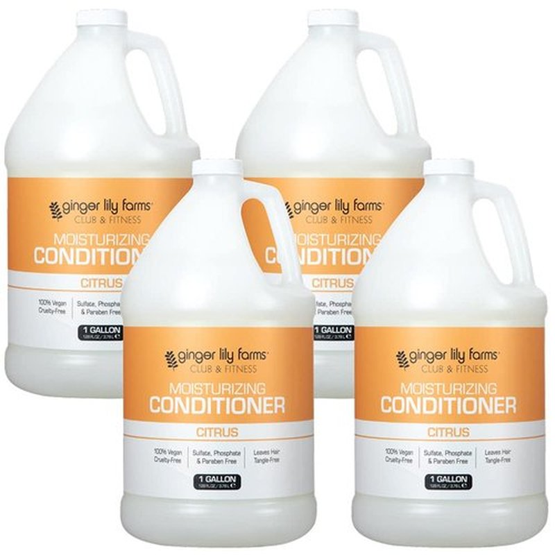 Ginger Lily Farms Club & Fitness Citrus Moisturizing Conditioner, 100% Vegan, Paraben, Sulfate, Phosphate, Gluten & Cruelty-Free, 1 Gallon (Pack of 4 )