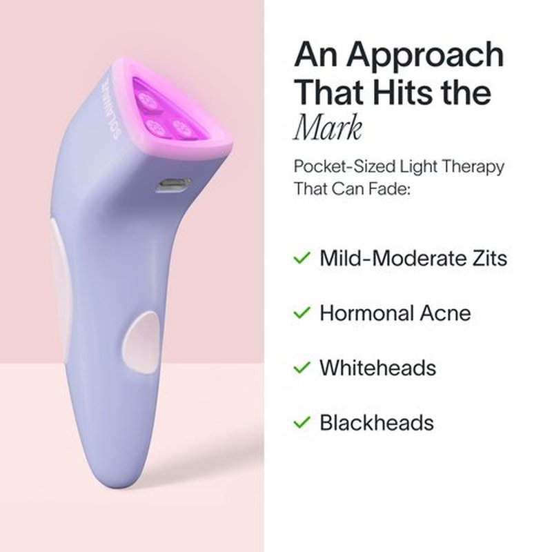 Solawave Bye Acne: 3-Minute Pimple Spot Treatment with Blue Light Therapy and Red Light Therapy - Handheld Device for Breakouts and Face Care