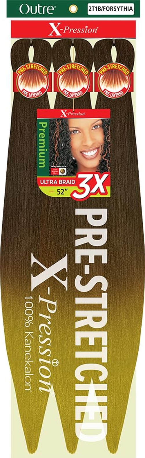 [3 PACK DEAL] Outre X-Pression Braid-Pre Stretched Braid 52" 3X 3 Packs (2T1B/FORSYTHIA)