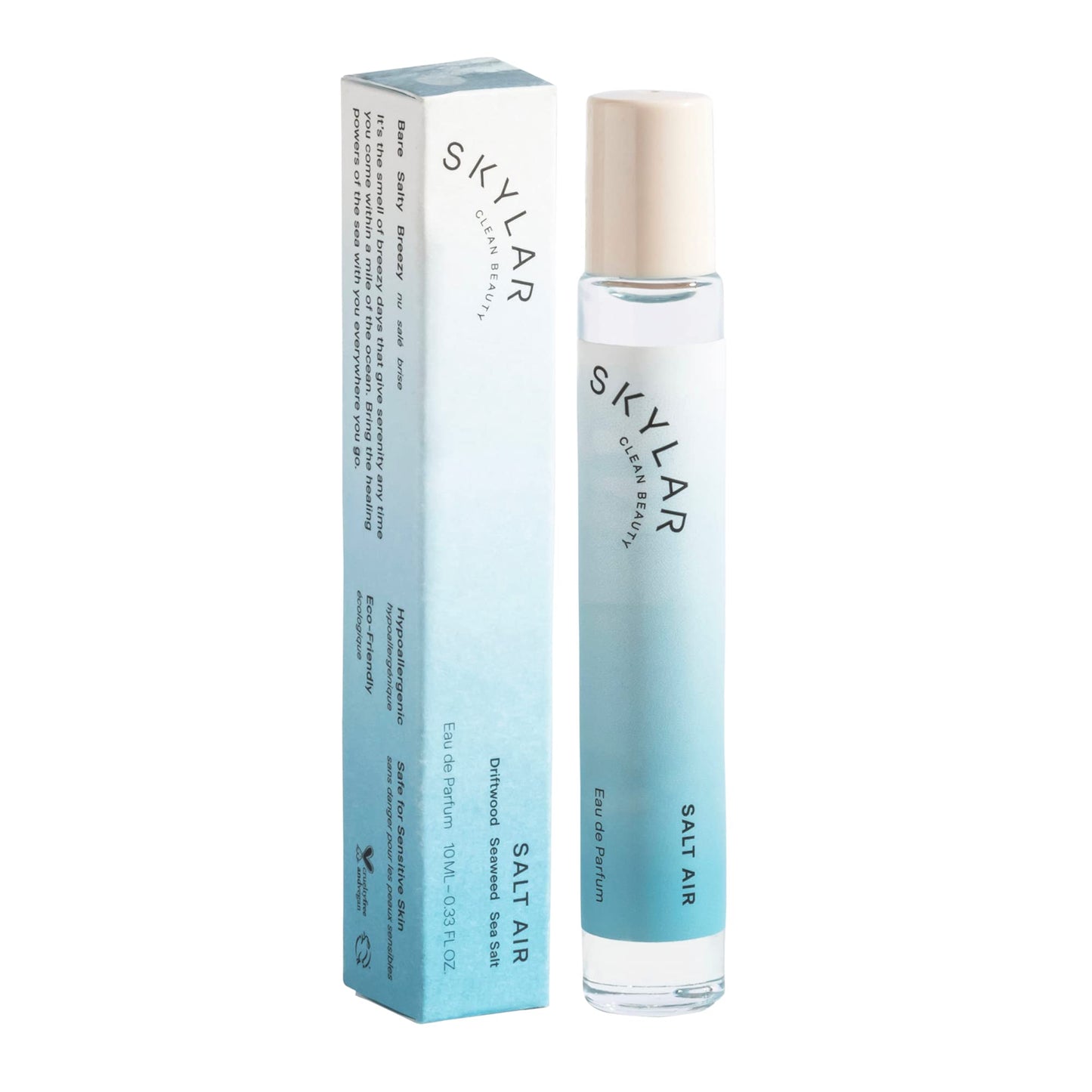 Skylar Salt Air Travel Perfume for Women - Mini Fresh Beach Perfume, Driftwood, Sea Salt & Water Lily Notes - Hypoallergenic, Vegan, Clean Fragrance for Sensitive Skin - 10mL / 0.33 Fl oz