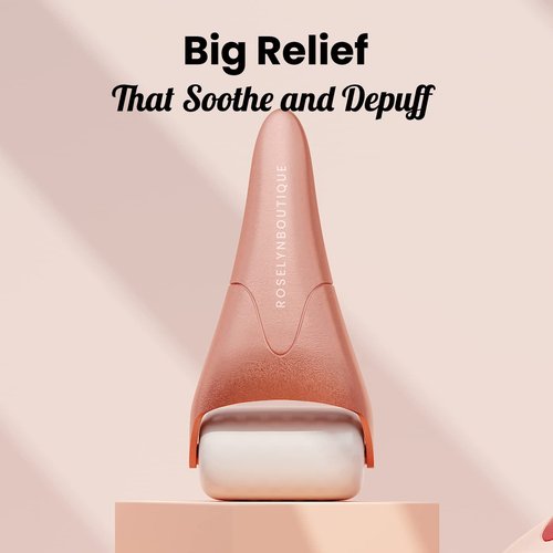 ROSELYNBOUTIQUE Ice Roller for Face Wrinkles Fine Lines Puffiness Stick Massager Facial Skin Care Tools Self Care Gifts for Men Women (Rose Gold)