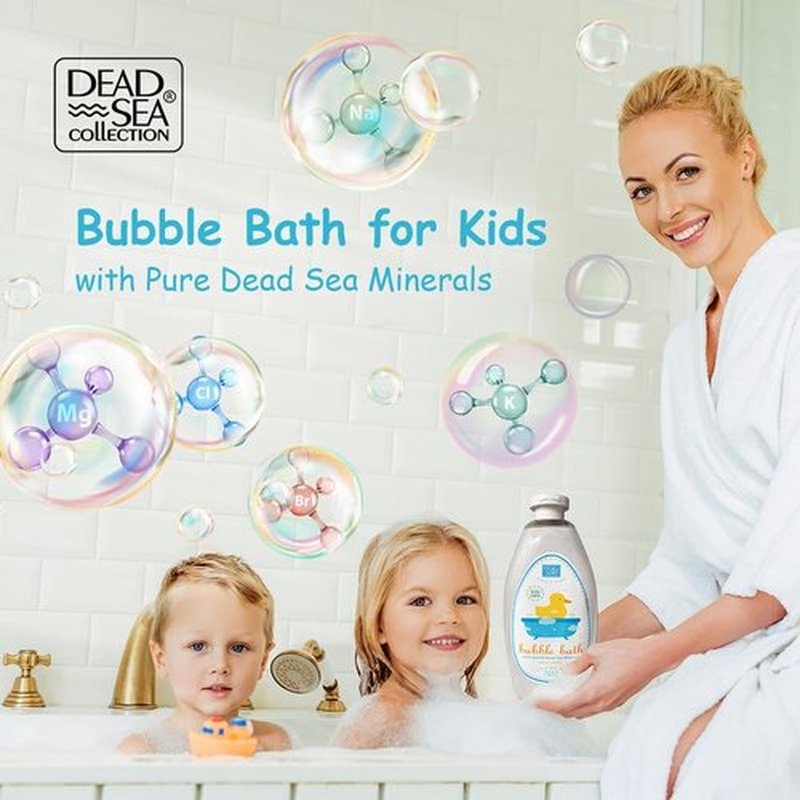 Dead Sea Collection Bubble Bath Kids with Vanilla - Cleansing and Moisturizing Liquid Bubble Bath - Sweet Almond Oil and Pure Dead Sea Minerals - Pack of 2 Large Bottles (67.6 fl.oz)