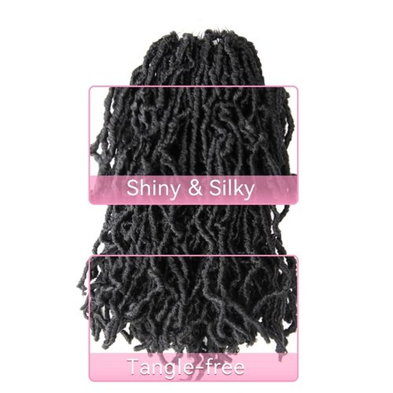 12 Inch Soft Locs Crochet Hair 6 Packs Short Straight Pre-looped New Faux Locs Crochet Hair, 2#(Off Black)