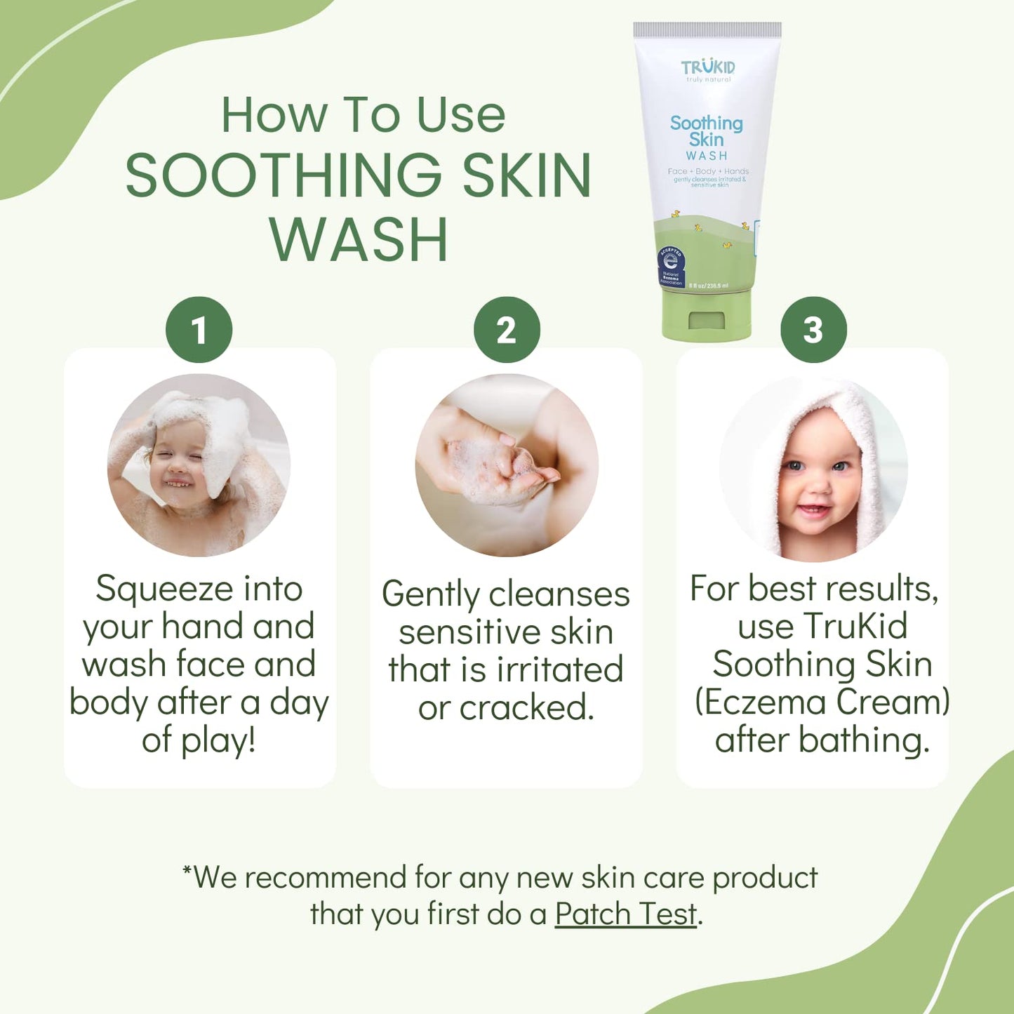TruKid Kids Body Wash, Unscented Face, Body & Hand Wash for Delicate Skin - NEA-Accepted for Eczema – Dermatologist Tested, Non-Toxic, Tear-Free Baby Bath Essential, 8 fl oz