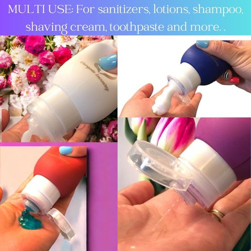Vorgato Luxury -3oz Travel Toiletry Bottles - Travel Containers for Toiletries Leak proof - Toiletry Bottles - Travel Size Containers - TSA Approved Travel Bottles - 3oz Silicone 4pcs