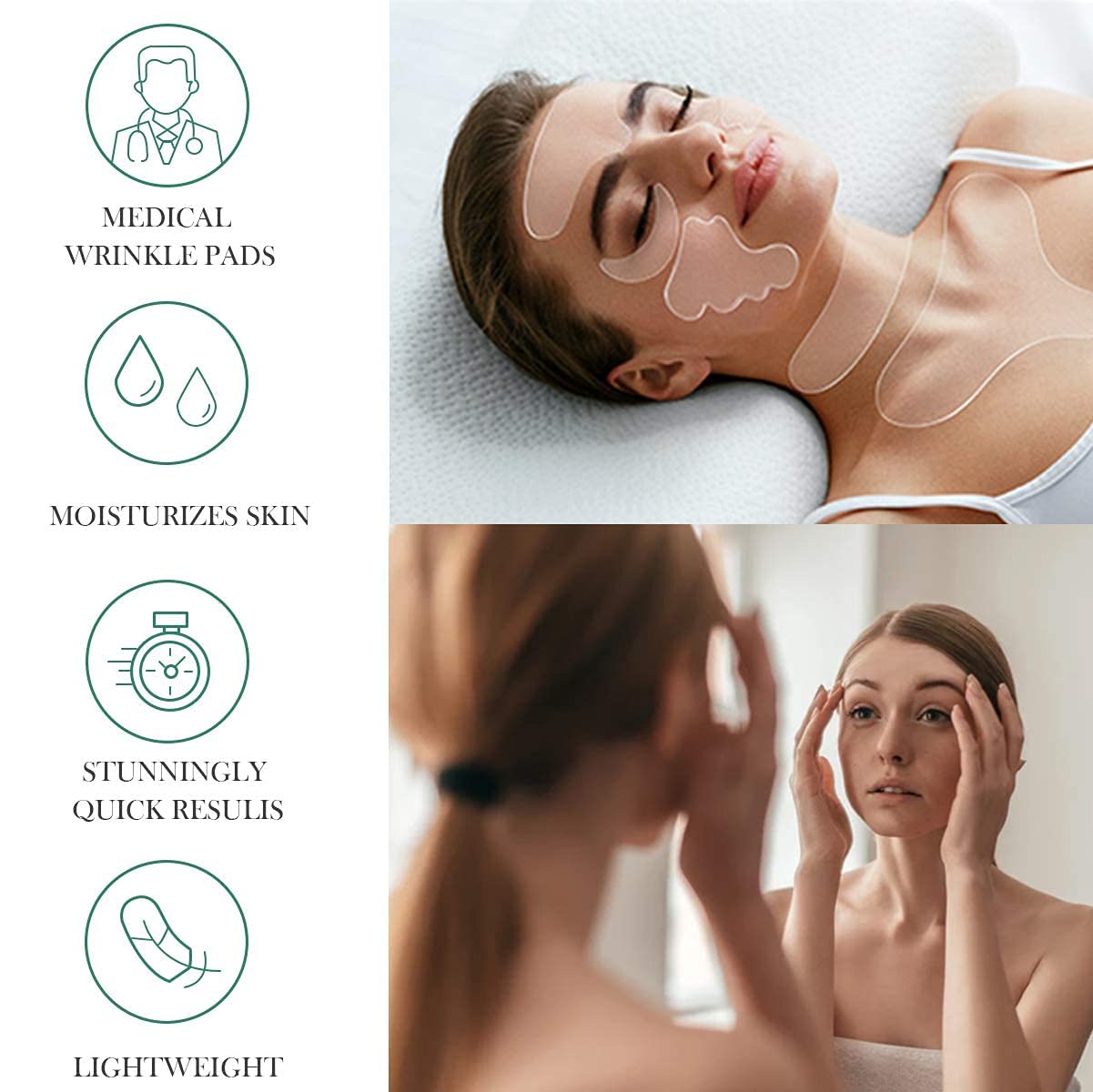 YIshiQI Neck Wrinkle Patches Reusable Chest Wrinkle Pads - 11 pcs Anti Wrinkles pads Silicone face patches for Skin Lines Prevention,