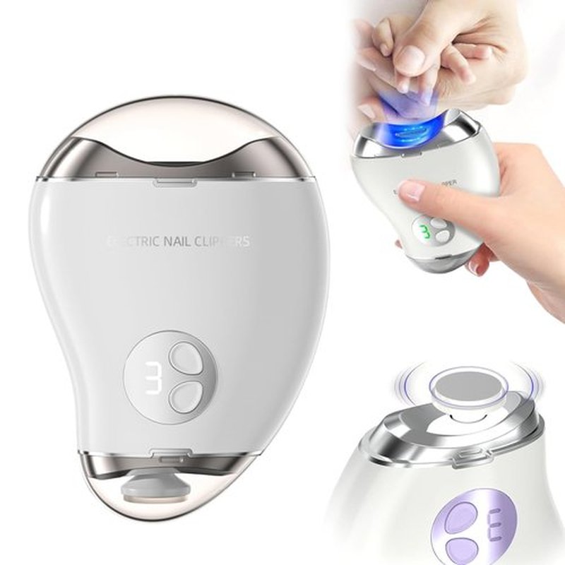 2 in 1 Electric Polishing Automatic Nail Clippers, 2024 New Electric Nail Clipper with 3 Adjustable Speeds, Automatic Nail Clippers, Automatic Nail Trimmer Toe Nail Clippers for Adults Seniors (White)