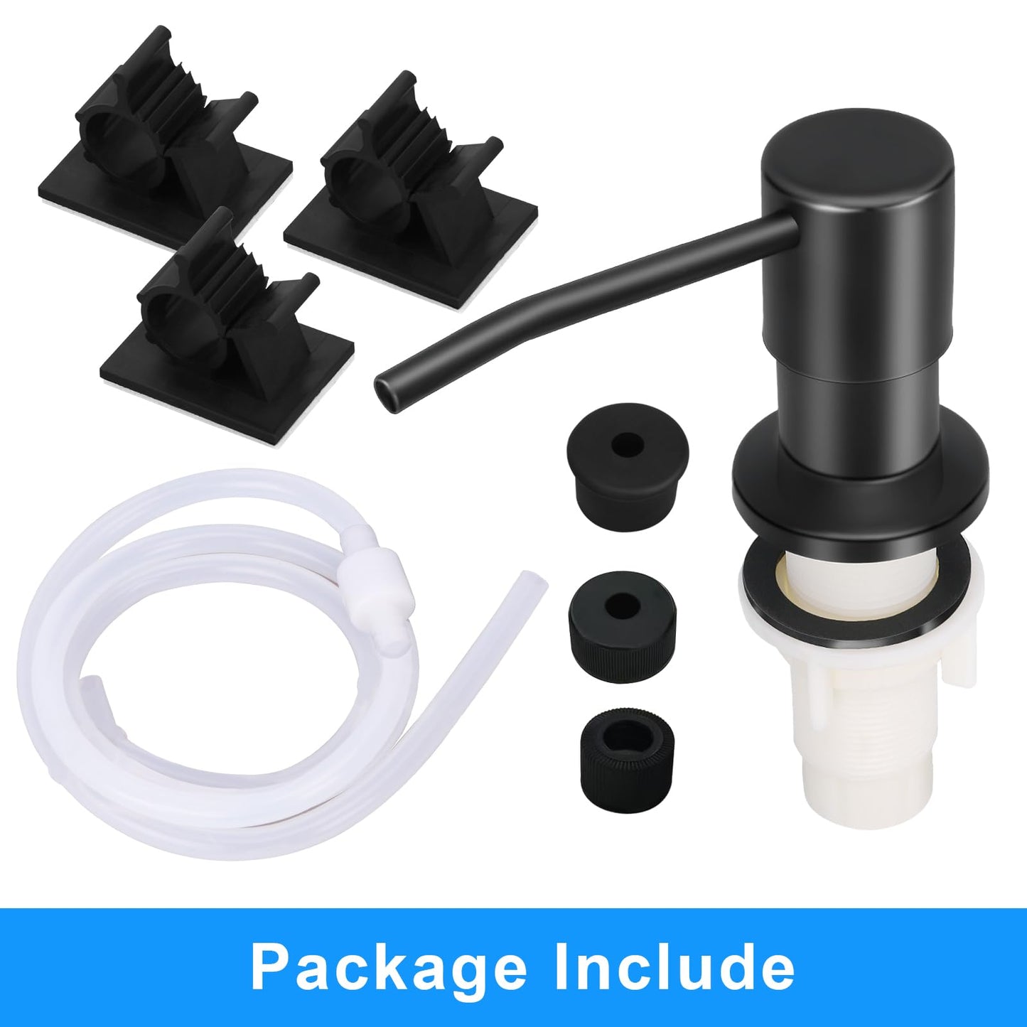 Soap Dispenser Kitchen Sink, Sink Soap Dispenser, 47" Extension Tube kit, Dish Soap Dispenser Pump, No Need More Refills (Black)