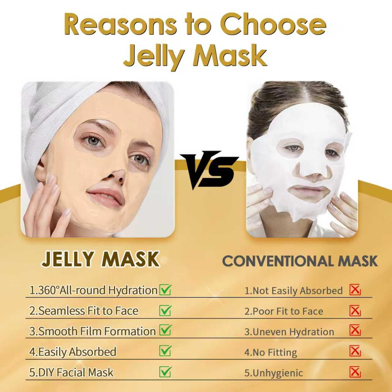 Pjordo Powder Jelly Mask for Facials Professional, Peel Off Facial Mask for Hydrating & Moisturizing, Hydrojelly Mask for Women Men Skin Care, Home DIY Spa Use for All Skin with 24K Gold