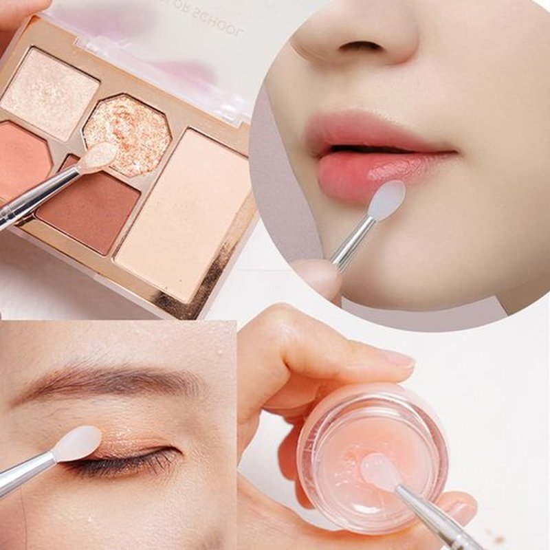 LORMAY Silicone Lip Brushes with Transparent Handles and Caps. Perfect Tools for Applying Cream Lip Mask, Eyeshadow, and Lipstick (4pcs, White)