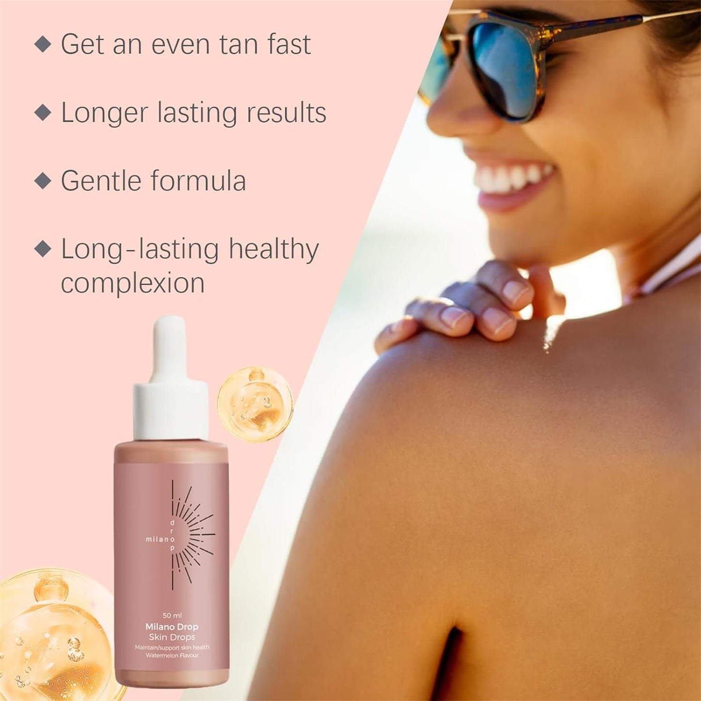 Sunless Tanning Drops To Drink, Drinkable Sunless Tanning Drops, Moisturizing Bronzing Tanner for Face & Body, Sun-Kissed Glow (1Pcs)