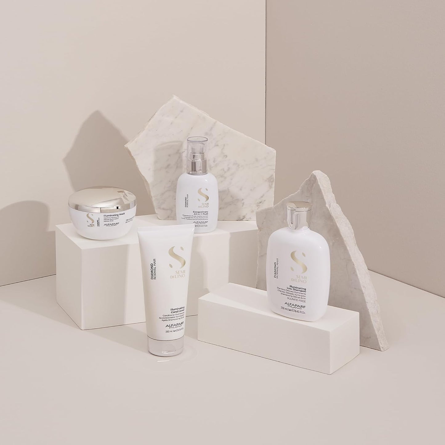 Alfaparf Milano Semi Di Lino Diamond Shine Illuminating Sulfate Free Shampoo - Adds Gloss and Shine - Paraben and Paraffin Free - Safe on Color Treated Hair - Professional Salon Quality