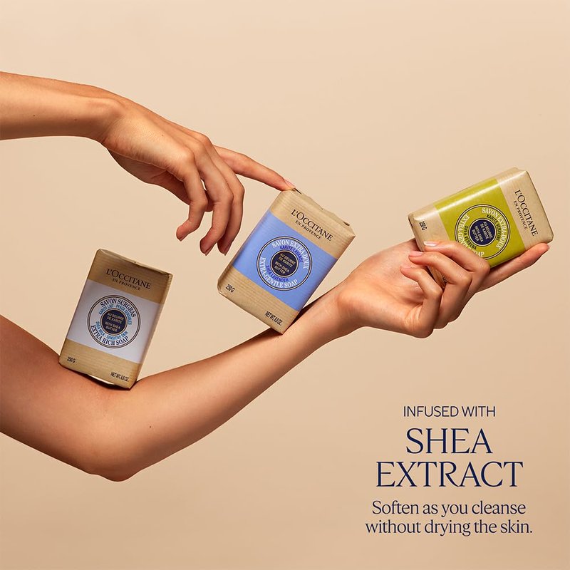 L'OCCITANE Shea Butter Solid Hand & Body Soap - Citrusy Verbena, Relaxing Lavender, Vegan, Artisanal